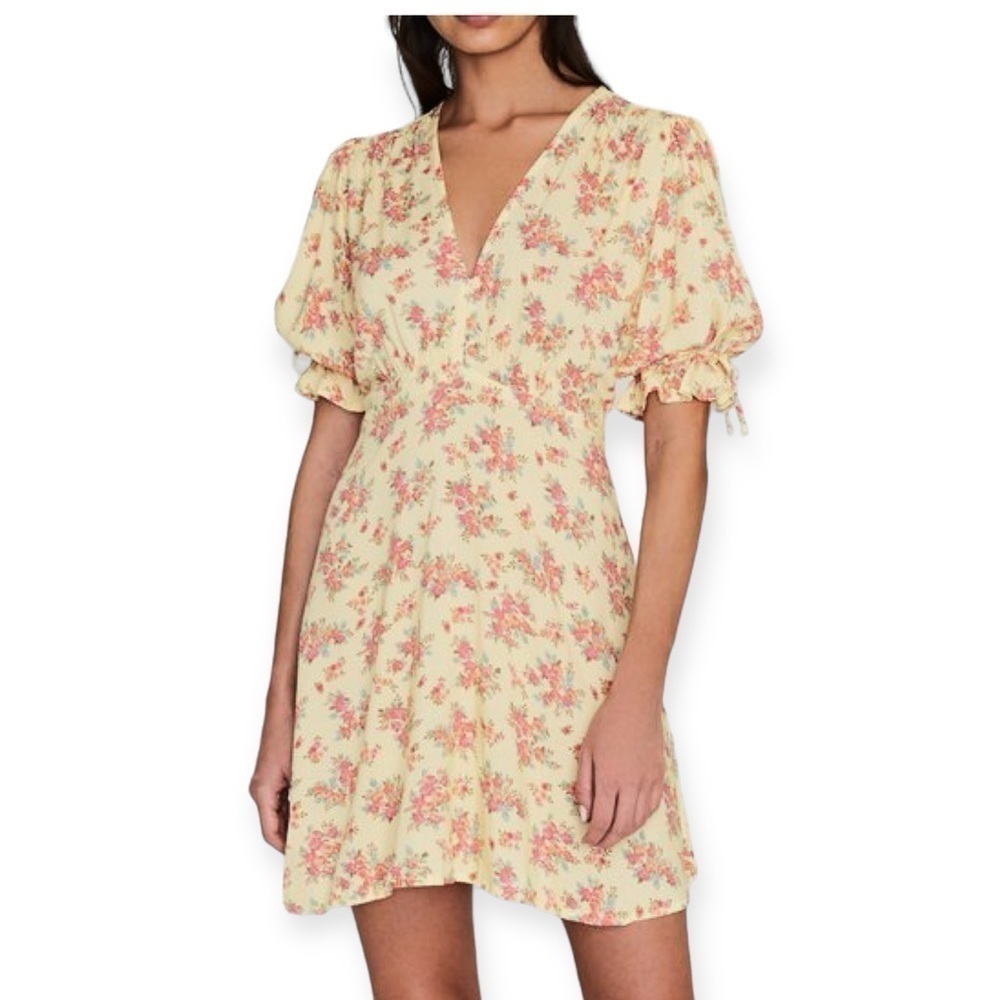 New Faithfull the Brand Dress Tonia Mini Dress, SIZE US 8, Yellow